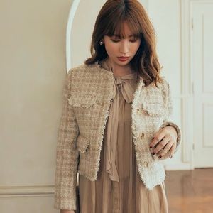 H cropped tweed cardigan blazer